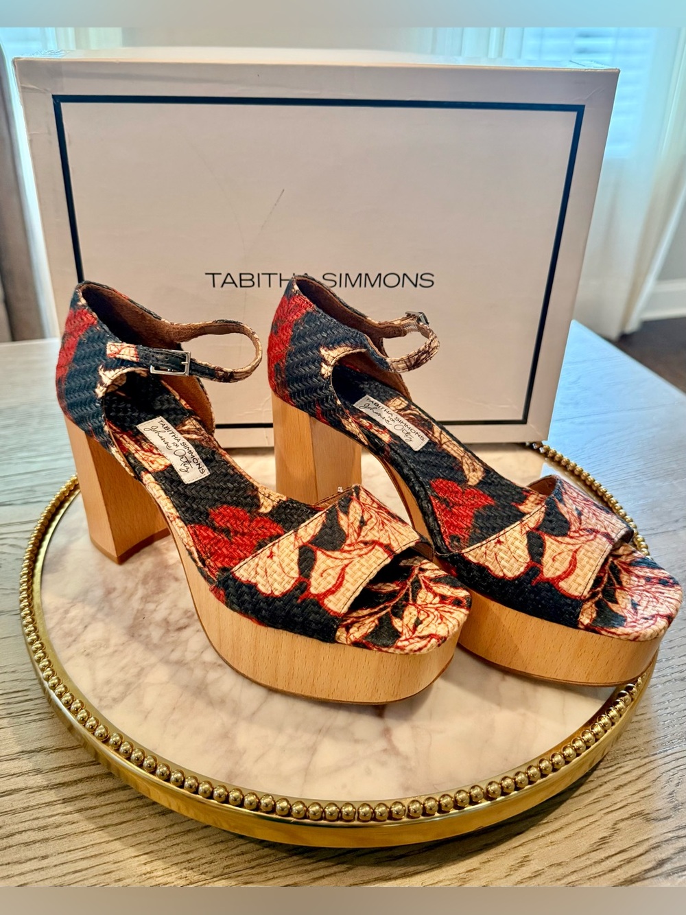 Tabitha Simmons LUXURY DESIGNER Floral Platform Sandals | Sz.EU 37/US 6.5 (NWB) - Picture 2 of 10